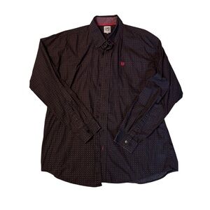 Cinch Shirt Mens Large Black Red Geometric Western Button Long Sleeve Cotton